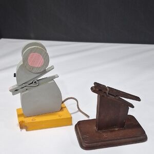 Set Vintage Wooden Paper Clip Holder Desktop Kitchen Accessory